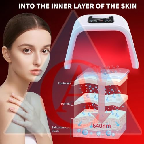 Image of Best Red Light Devices, 7 Color Red Light Machine for Face and Neck, LED Facial Skin Care Beauty Tool At Home Omega Light 7 colour led photon light therapy Omega