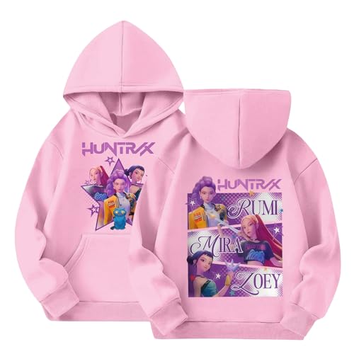 ADXFWORU H-huntrix,Conjunto de Chándal con Capucha para Niña de 2 a 14 Años - 2 Piezas - Cómodo y Cálido - Ideal para Deporte, Colegio o Tiempo Libre