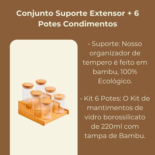Mimo Style Organizador de Temperos de 03 Níveis Ecokitchen 38cm, Feito Inteiramente de Bambu. Nosso