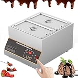 WhFKLca Macchina per Sciogliere Il Cioccolato Elettrica Commerciale da 1/2/4 Serbatoi | Temperatrice Professionale per Cioccolato A Controllo Digitale | 12Kg | 0-185 ℉ Regolabile | 500 W 2Tanks