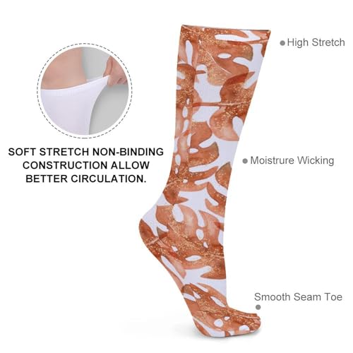Unisex Novelty Socks,Terracotta Tropical Monstera Leaves Fashion Casual Calf Socks Breathable Athletic Sports Socks3