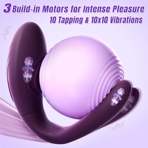 Image of Wearable Vibrator Adult Sex Toys - BIG SHOCKED Couples Vibrators Sex Toy for Women Female Sex Toy Dildo Clitoral G Spot Vibrator with Powerful 10 Tapping & 10 Vibrating Double-Ended Dildos Sex Machine