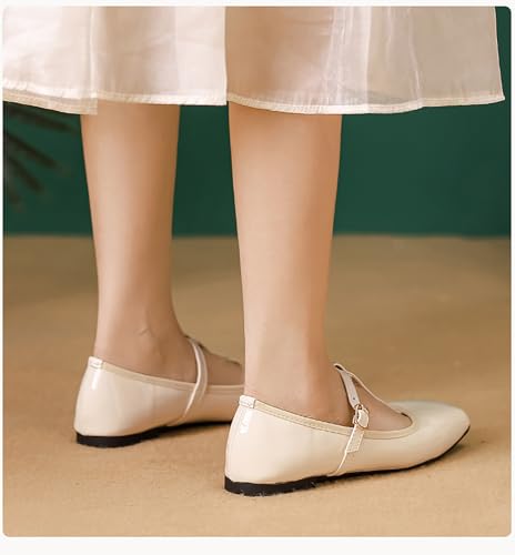 T-Shaped Buckle Strap Mary Jane Flats for Women Dressy Ballet Flats Shoes Business Office Slip On Casual Shoes3