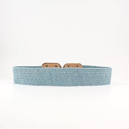 Women's Braided Thick Belt Fashion Holeless Wide Raffia Holeless Elastic Beach Chunky Belt for Summer Dress4