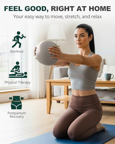 Image of Trideer 9-Inch Pilates Ball, Small Exercise Ball for Yoga, Core Training, Physical Therapy, Balance, Stability and Stretching Pilates Equipment with Inflation Straw (Silver)