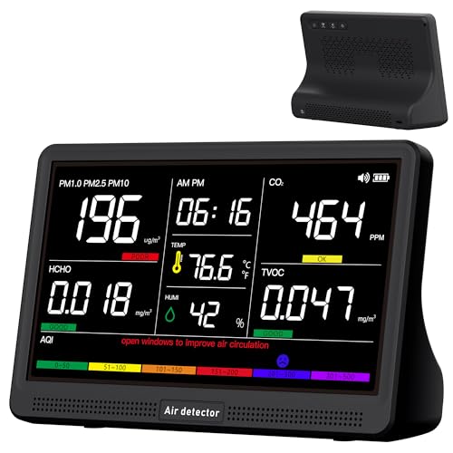bonoch 16 in 1 Air Quality Monitor Indoor 7" Display 9 AQI+7 AQI ...