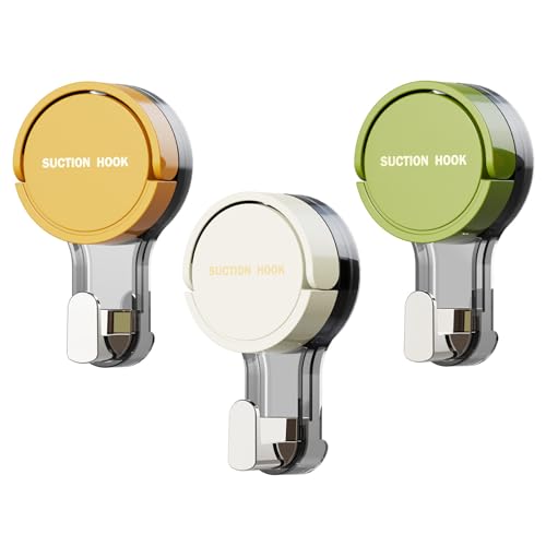 RoxNvm Gancho Ventosa Baño, 3 Piezas Perchas Baño Sin Taladro, Suction Hooks, Perchas Adhesivas Fuertes, Cuelga Toallas para Cocina Oficina Habitación
