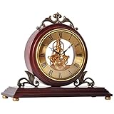 【Klassische Kaminuhr】: Unsere elegante Tischuhr misst 26,7 x 22,7 cm, gut sichtbare römische Ziffern, eine dekorative Glasschale und ein skelettiertes Metallzifferblatt werden Sie begeistern. Klassische Tischuhren bringen Ihr Zuhause in ein neues Reich