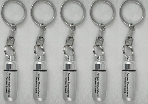 Pasco Specialty Products Family Set of 5 - Laser Engraved - Forever Remembered, Forever Loved Brushed Silver Cremation URN on Stainless Steel Swivel Keychain - Made in The USA