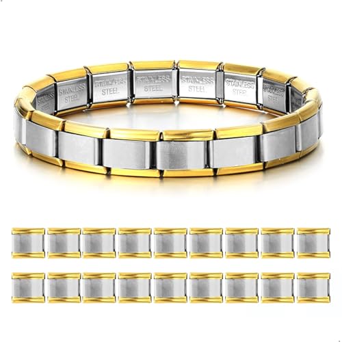 Italienisches Charm Bracelet, Italienisches Charm Armband Italian Charm, Abnehmbares Edelstahl Modular Armband, 18PCS Italienischer Charms, Mädchen Jungen