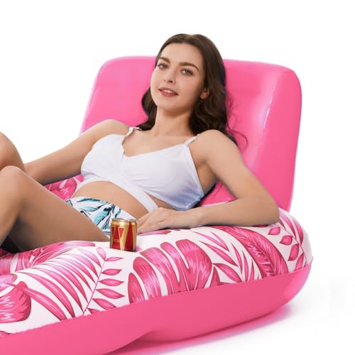 Image of Jasonwell Inflatable Pool Float Adult - Pool Floaties Lounger Floats Raft Floating Chair Water Floaties for Swimming Pool Lake Lounge Float with Cup Holders Beach Pools Party Toys for Adults