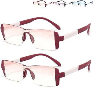 Clarkod Reading Glasses-Clarkod Sapphire High Hardness Anti-Blue Progressive Far and near Dual-Use Glasses (+3.5/350°,Red-2pcs)