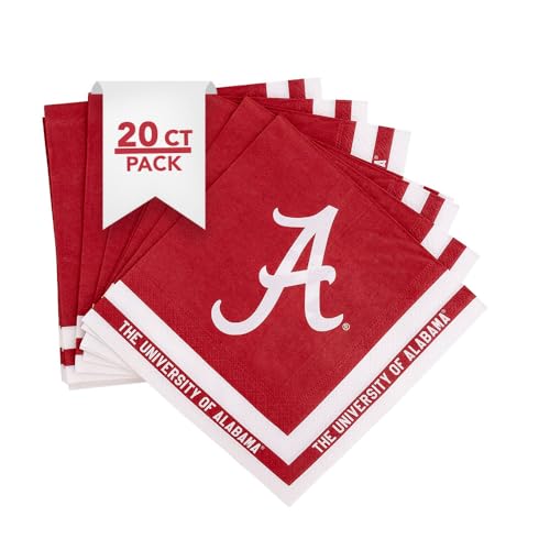 Desert Cactus The University of Alabama Disposable Napkins Crimson Tide Bama UA 20 Count 2 Ply 13 inch Dinner Square for Tailgates Graduation Party and Game Day Tableware Decoration (Design A)