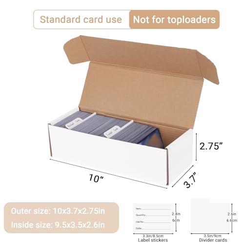 suituts 6 Pack Trading Card Storage Box Sports Game Cards Collector Boxes Cardboard Storage Boxes with Dividers for Card Collection, 10 x 3.7 x 2.75 Inches