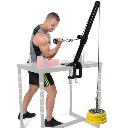 STARSNET Arm Wrestling Battle Table Pulley Training Set Wrist and Forearm Strength Machine with Handle Multi-Angle Adjustment Steel 40x12x8.5 Inch