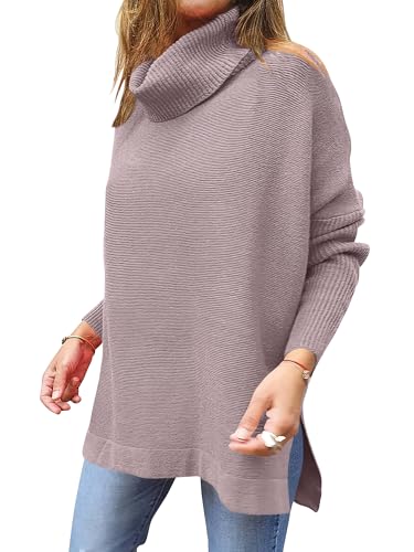 ANRABESS Womens Turtleneck Oversized Sweaters Fall Outfits,Almond,M - image 8