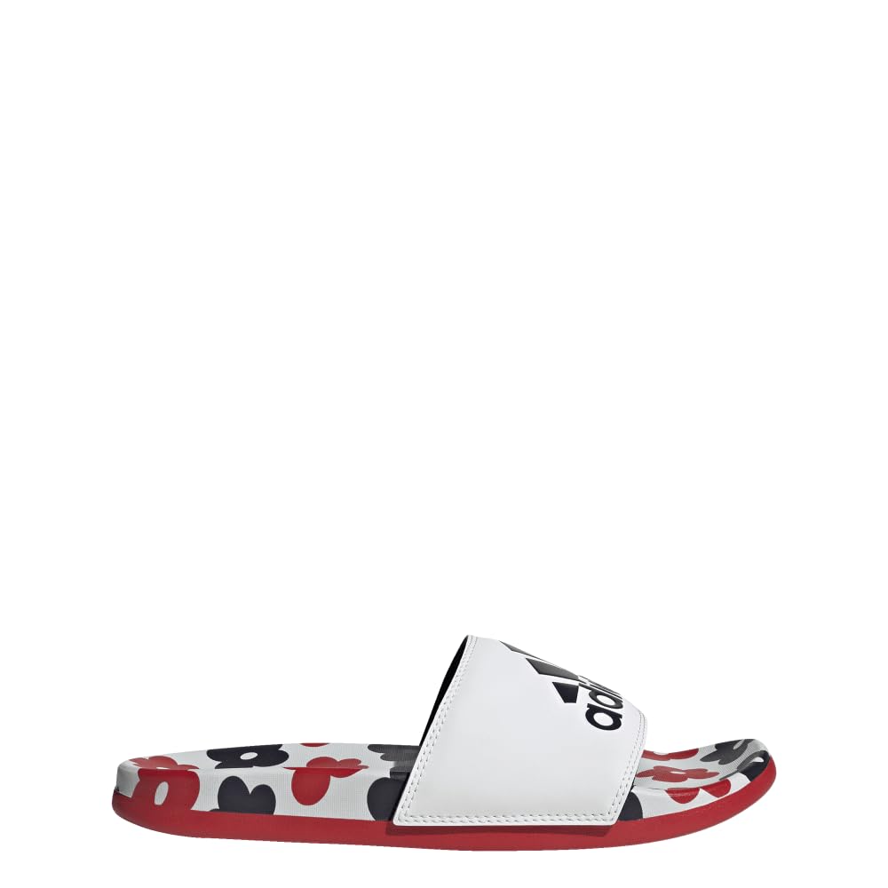 adidas womens Adilette Comfort Slides White/White/Better Scarlet 11