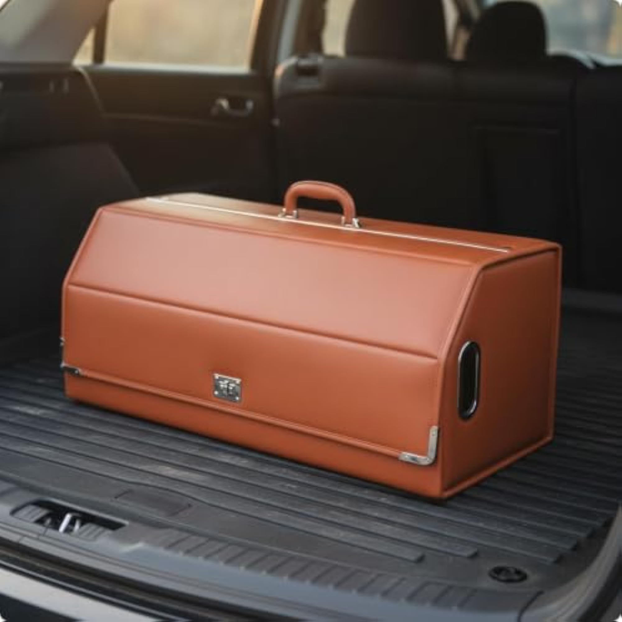 Leather Car Trunk Storage Box, Foldable & Waterproof