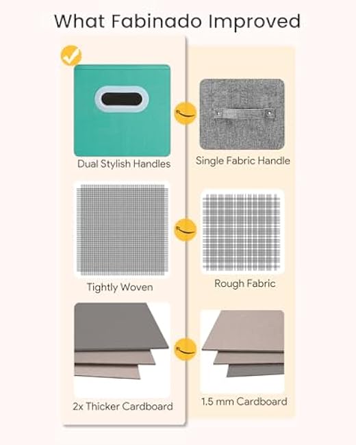 13x15 Inch Storage Cube Bins for Kallax, Fabric Storage Baskets for Shelf/Closet/Wardrobe, 4 Pack, Macaron (Green/Pink/Blue/Cyan) & Cream White