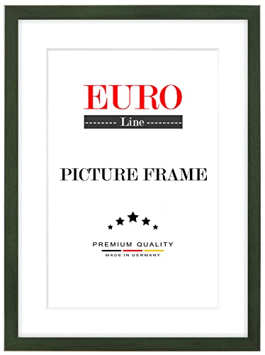 EUROLine 35 mm Marco hecho a medida para imágenes de 10 x 10-150 cm, marco de fibra de madera densidad media, hecho a mano con vidrio acrílico no reflectante y pared trasera de fibra de madera de densidad media; ancho del marco: 35 mm., madera, verde cepillado, 10 x 130 cm Bildmaß