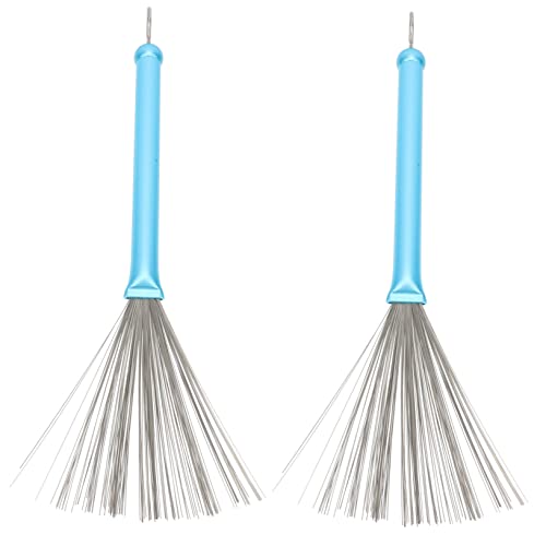 Parliky 2pcs Retractable Drum Brushes Steel Wire Handles for Jazz Percussion Replacement for Snare Drums