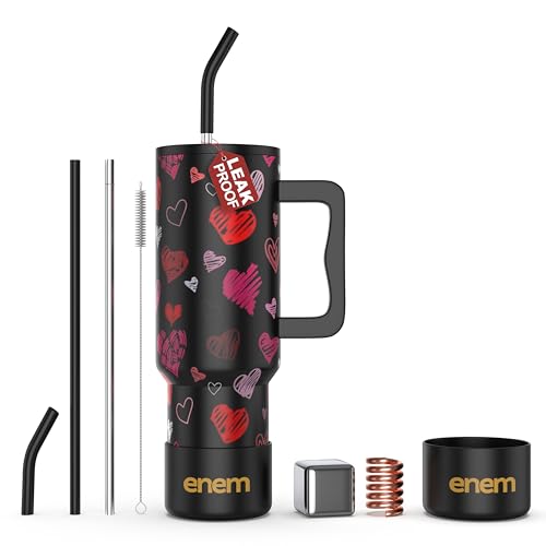 Image of enem Tumbler, Toxic Romance, Tumbler with Metal Straw, Sipper, with Lid Leak Proof, 1 Metal Ice Cube, 1 Copper Spring (Tamba), Base Protector, Mug Travel, 1.2L