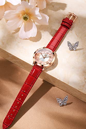 Olevs Women’s Quartz Watches, Womens Watch Elegant Rose Gold Round Fashion Gift Set With Luxury Bracelet Stainless Steel Leather Strap Watch For Lady #TOP5