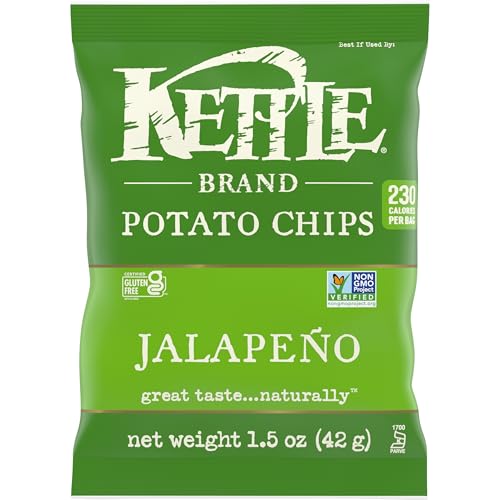 Image of Kettle Brand Potato Chips, Jalapeno Kettle Chips, Snack Bag, 1.5 Oz (Pack of 24)