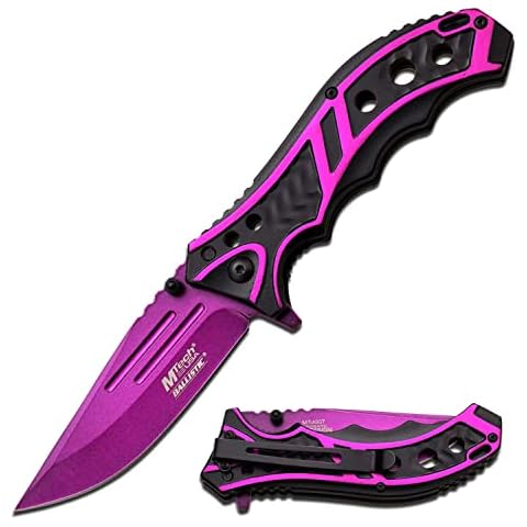MTech USA – Spring Assisted Folding Knife – Purple Stainless Steel Blade, Purple and Black Aluminum Handle with Liner Lock and Pocket Clip - Hunting, Camping, Survival, Tactical, EDC – MT-A907PE Cover