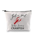 PXTIDY Crawfish Gift For Women Crayfish Lover Makeup Bag Just a Who Loves Crawfish Boil Gift Cosmetic Bag Lobster Survival Kit Boil Gift Crawfish Party Gift (beige)