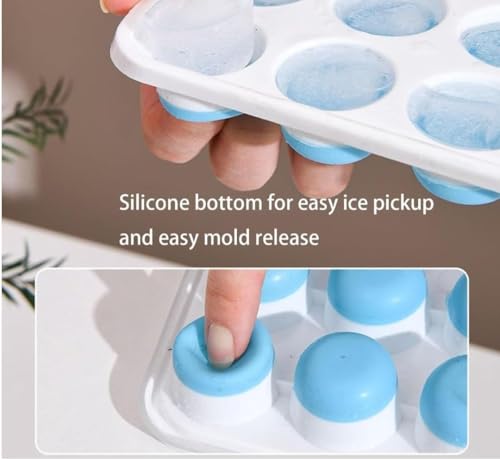 Image of 21-Cavity Pop-Up Ice Cube Trays with Lid Easy Release Flexible Silicone Bottom, Stackable & Food-Grade Molds for Freezer, Whiskey, Cocktails (Multicolor) (3)