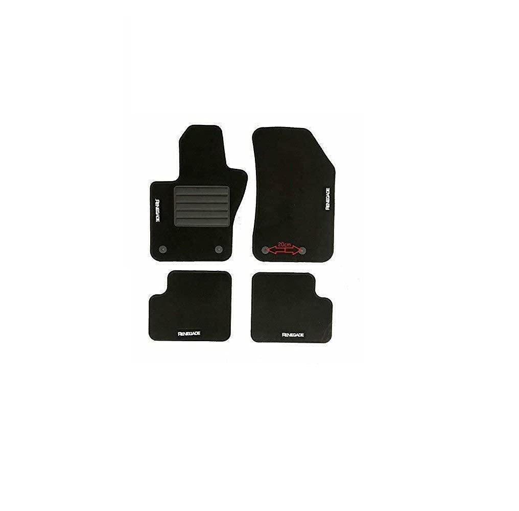 Tappeti In Moquette Per Jeep Renegade 2014+, Set 4 Pezzi Con Antiscivolo E 4 Loghi, 2 Anteriori + 2 Posteriori, Fissaggio Con Distanza 20 Cm Lato Passeggero - 2