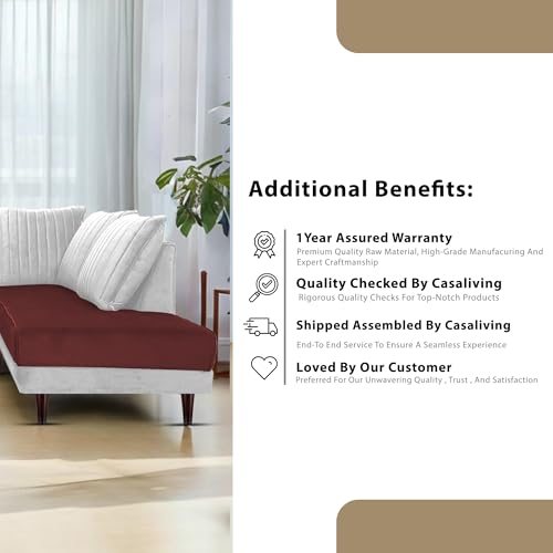 Image of Gratly RHS 4 Seater L Shape Sofa Set for Living Room (Maroon Grey Colour) Premium Fabric Sofa