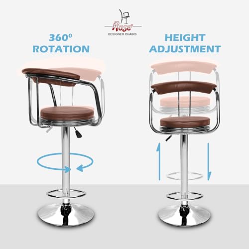 Image of ROSE Kiya Height Adjustable & Revolving Bar Stool /Kitchen Chair Suitable for Kitchen, Cafeteria, Dining, Office,Shops (1, Brown, Barstool)