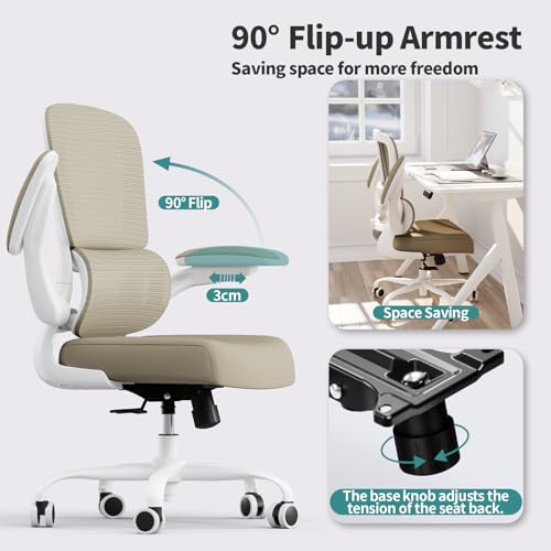 Image of TRALT Office Chair - Ergonomic Desk Chair with Adjustable Lumbar Support, Mesh Computer Chair, Executive Chair for Home Office Comfortable Lumbar Support (1, Khaki)