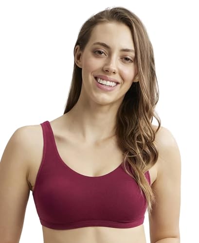 Image of Jockey 1550 Women's Super Combed Cotton Elastane Stretch Slip On Crop Top with Stay Fresh Treatment Bra