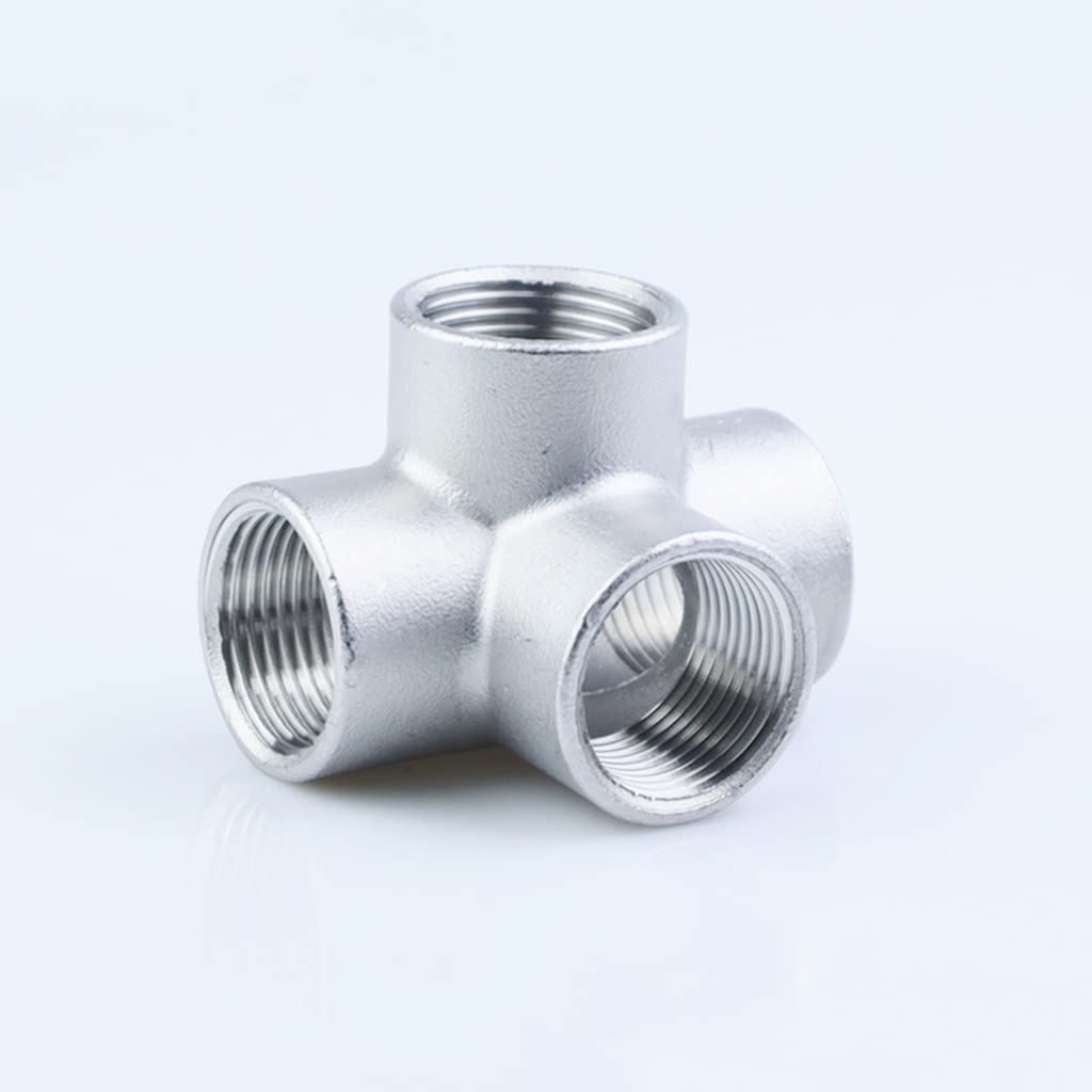 1 pieza de conexión de tubería de acero inoxidable 304, rosca hembra BSP, conector cruzado igual de 4 vías, for mejoras en el hogar, 1/4 3/8 1/2" 3/4" 1"(3/8 Inch)