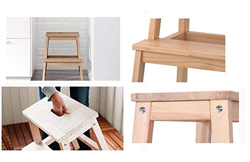 Tabouret échelle en bois massif pliant à 2 marches