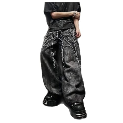 Baggy Jeans Men Emo Graphic Y2k Washed Denim Pants Men Loose Fit