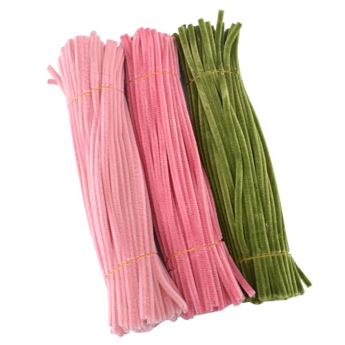 手芸モール 造花 クラフト モール 300本セット ライトピンク ピンク 緑 チューリップ 桜 造花 花束 手芸素材 DIY 造形材料 ぬいぐるみ 曲げ可能 飾り物 贈り物 学校 誕生日 母の日 バレンタインデー