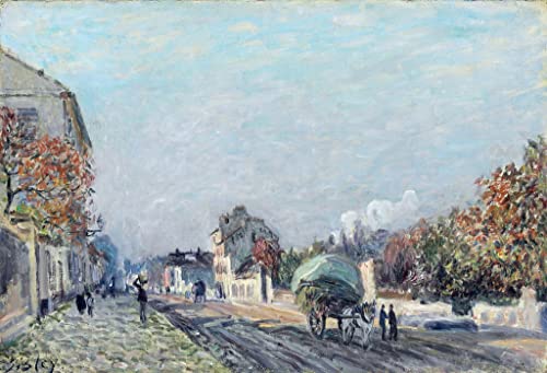 Impression sur toile Une Rue à Marly de Sisley avec textures fidèles et finitions de galerie