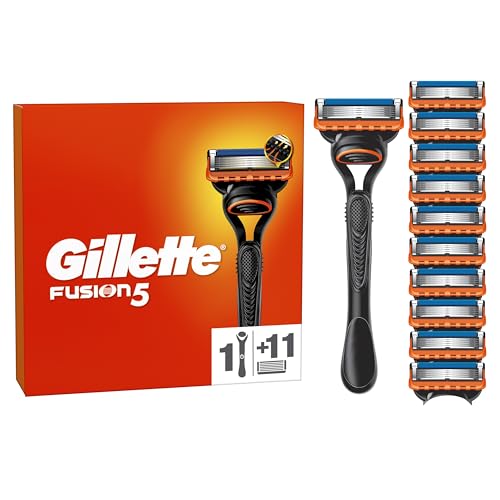 Gillette Fusion5 Rasoir Pour Homme, 1 Rasoir Gillette, 11 Recharges De Lames, Avec Lubrastrip Pour Un Rasage De Près