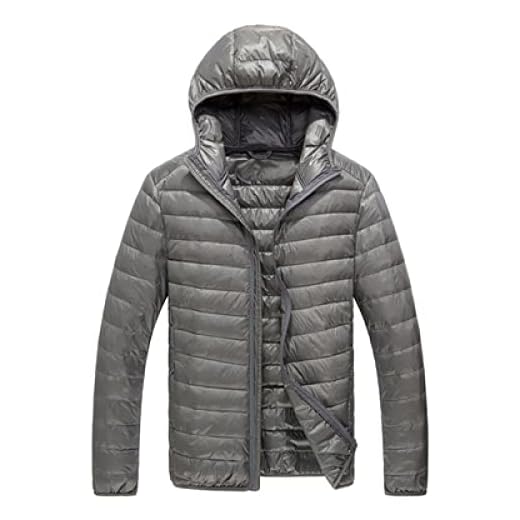 LSZA Dunjacka, herr vinter håller värmen 90 % vit eider-dunjacka kläder manlig smal passform huva ledig smal dunjacka plusstorlek 6XL, grå, XL
