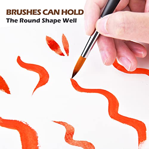 Watercolor Paint Brushes Professional,Water Color Brushes Round 9Pcs Paint Brushes For Watercolor,Oil,Acrylic Painting,Suitable For Adults,Long Handle #TOP2