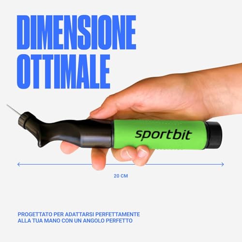 Image of SPORTBIT Ball Pump for Sports Balls - Push & Pull Inflating System - Hand Pump for All Exercise Balls - Volleyball Pump, Basketball Inflator, Football & Soccer Ball Air Pump - Goes with 5 Needles Set