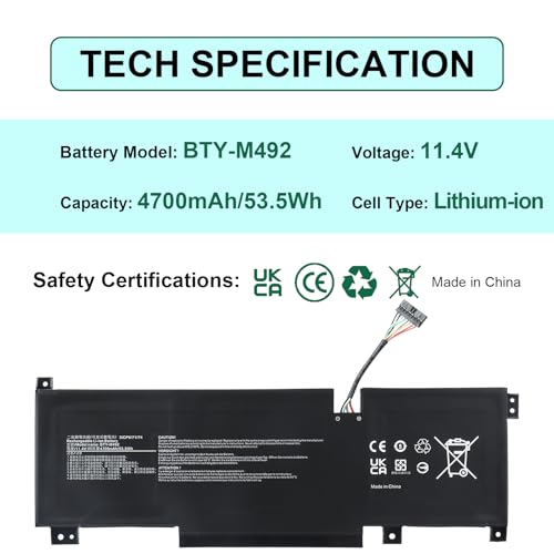 Batterie longue durée BTY-M492 compatible MSI Katana GF66 GF76 Pulse