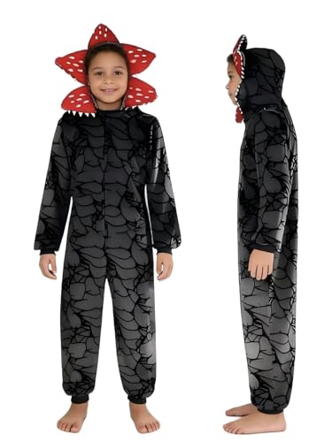 Mistletoe unicorn Kids Flannel demogorgon Onesie Pajamas Black