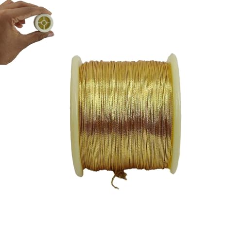 Image of Zari Metallic Threads 0.1 MM (2 Rolls) Antique Gold Color for Aari Work Garment Embroidery Sewing Needlework Crafts