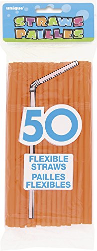 Image of Pumpkin Orange Flexible Party Straws, 1 Pack