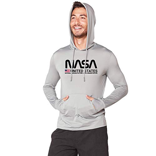 NASA Logo Men's Performance UPF 50+ UV/Sun Protection Hoodie T-Shirt Long Sleeve with Pockets SPF Shirt Running Hiking Shirt2